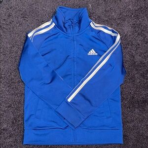 Adidas Kids Royal Blue Jacket with White Stripes size 5